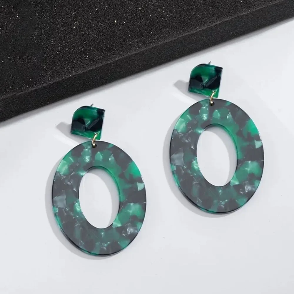 BaubleBar Emerald Green Oval Acrylic Earrings - Picture 3 of 8